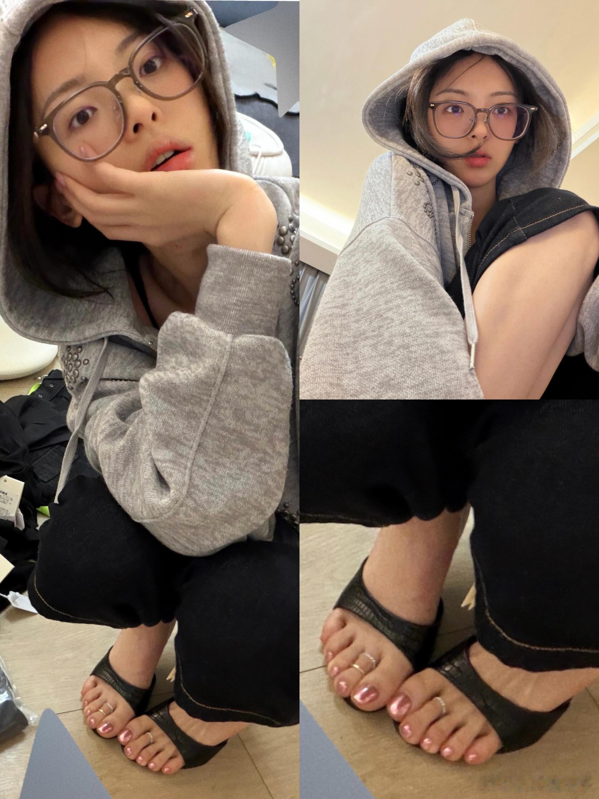 杨超越给脚戴了戒指杨超越你可爱！就这么给脚趾套上戒指，咱就是说潮人在打扮自己这