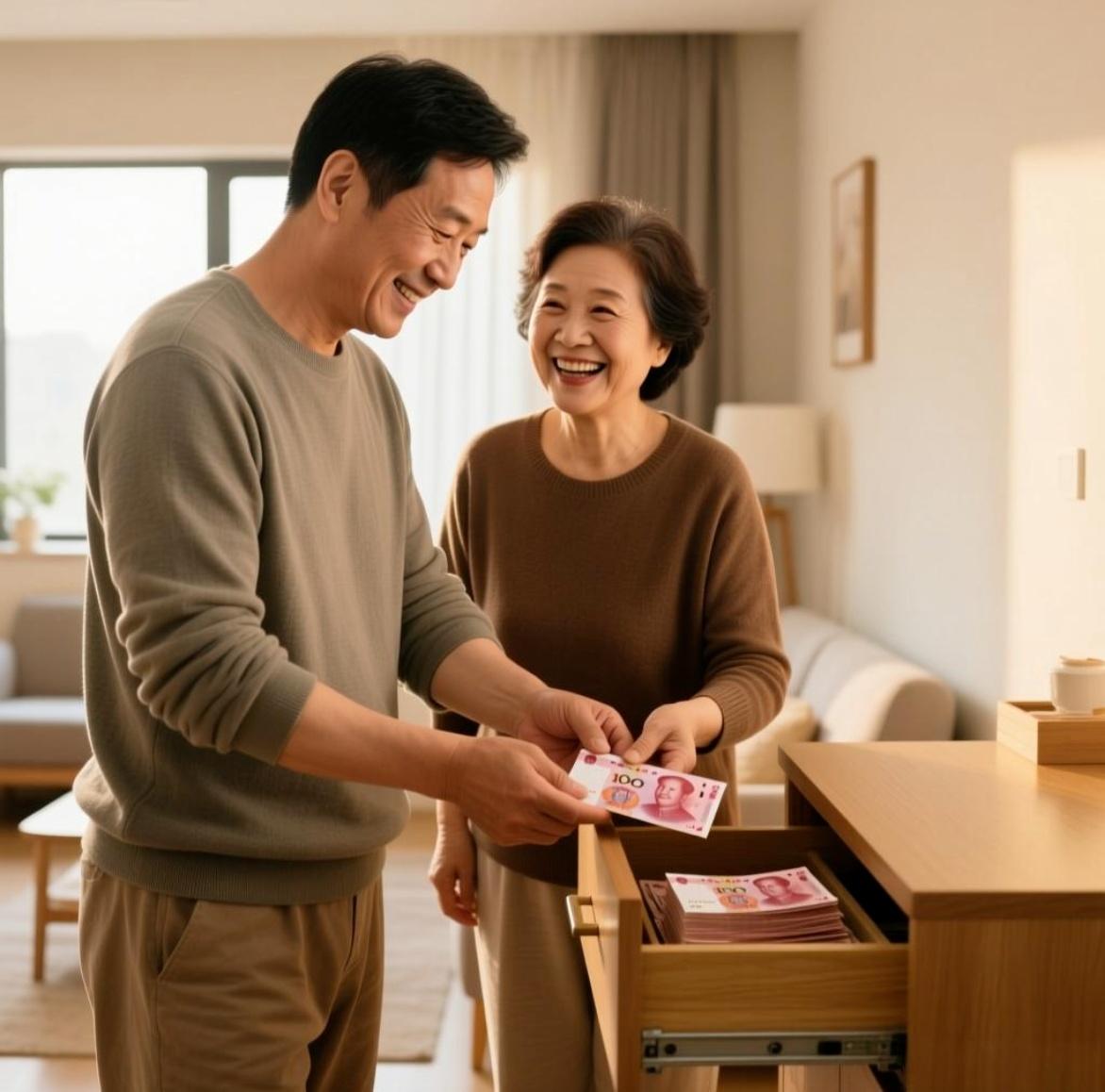 有退休金就是硬气，家庭也和睦。我老叔退休以后每月领着退休金，日子过得踏实。堂哥