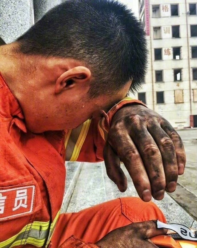 这双手剪过戒指，开过锁，扛过煤气罐，抱过小猫小狗；这双手在烈日下抱着水枪，在暴雨