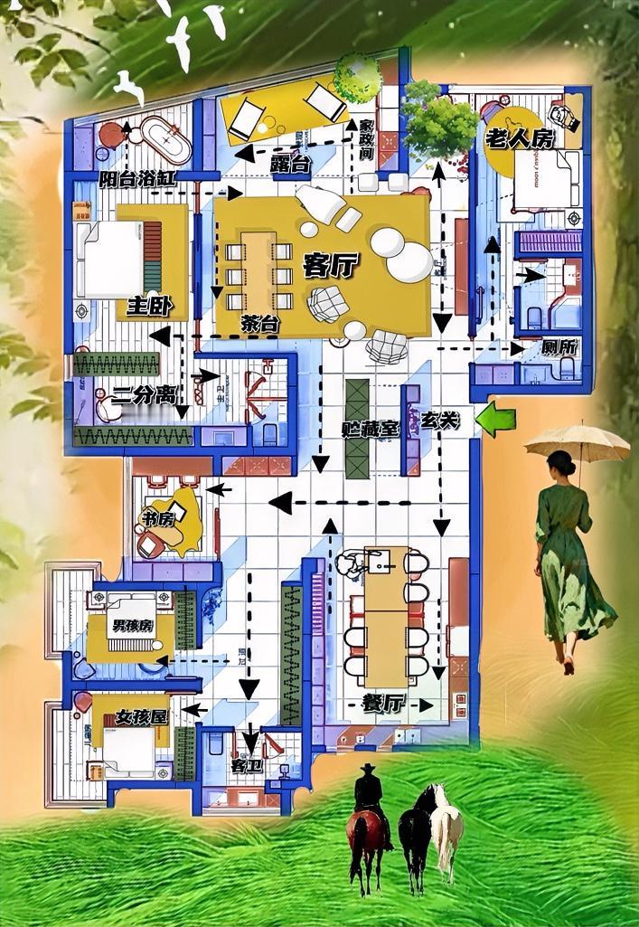 再也不信即娇又嗲的户型，能成大器！389㎡布局能自信，动线能从容，吼出大平层的气