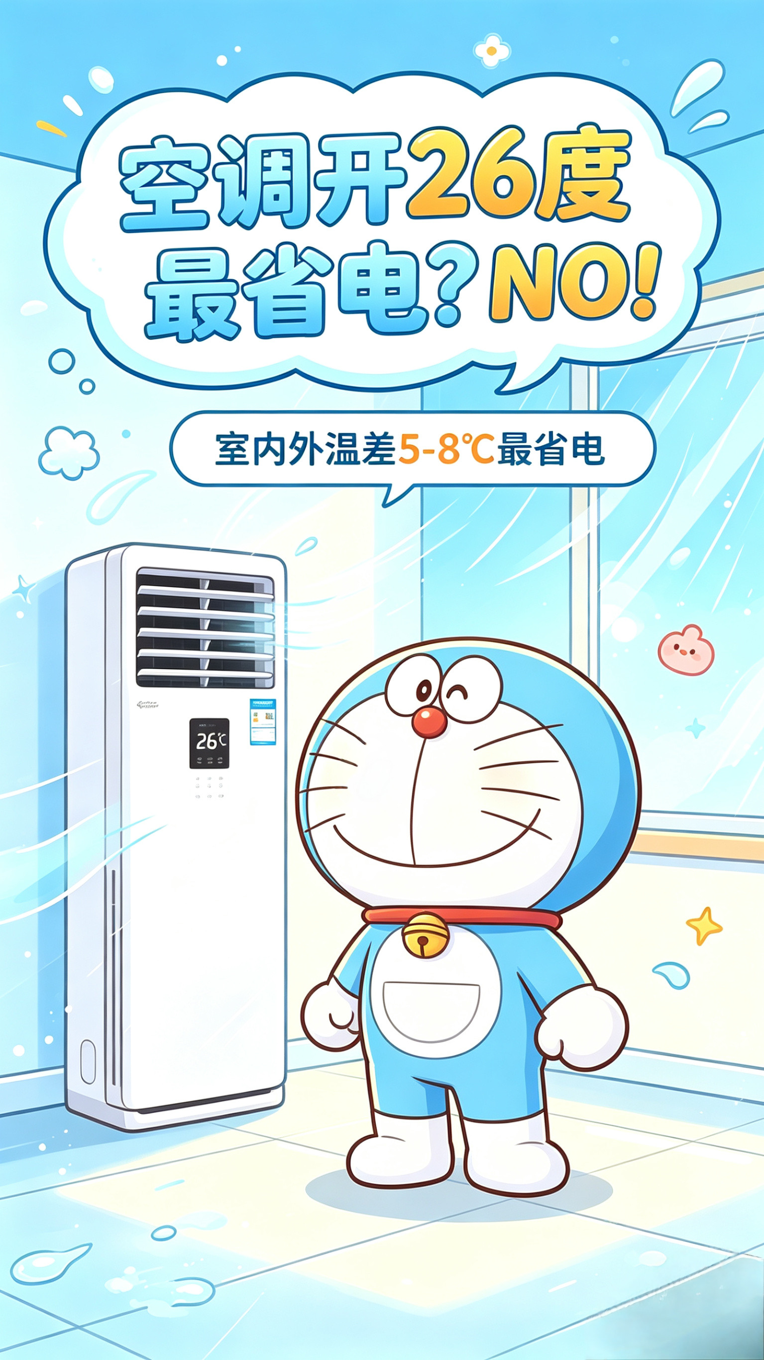 产品背后空调开26度是否最省电？解答：不一定！很多小伙伴说空调26度最省电，这个