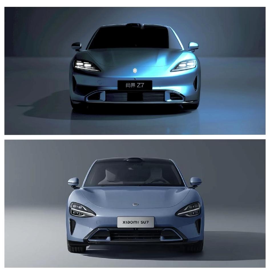 谁懂啊！小米SU7和昊铂Z7同框太绝了！一台是科技圈跨界的“网红”，一台是传统车