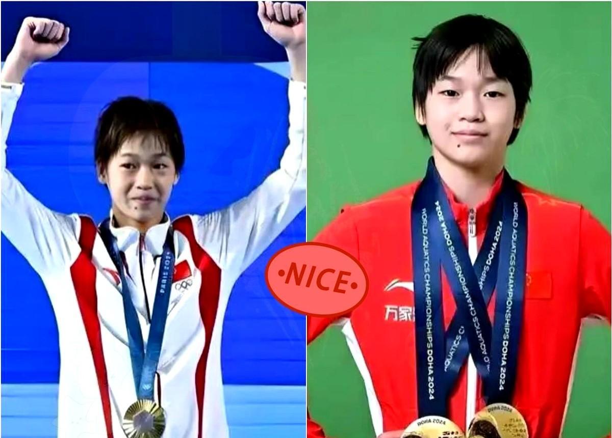 她跳水那一下，水花比硬币还小。七名裁判，七个10分，没人敢打9.9。别人练动