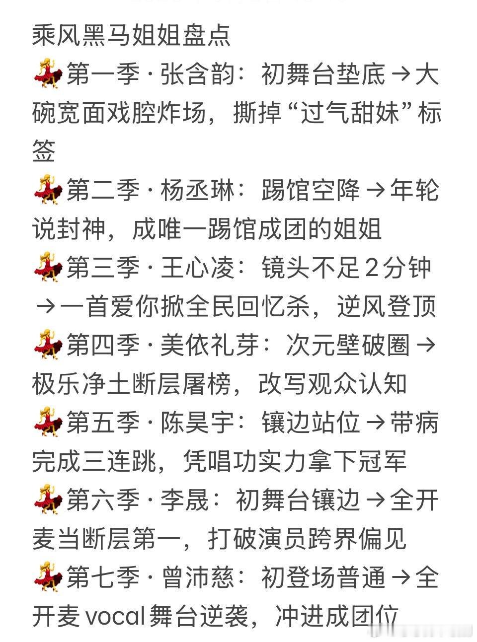乘风｜浪姐黑马姐姐盘点第七季曾沛慈请出道乘风破浪的姐姐‖
