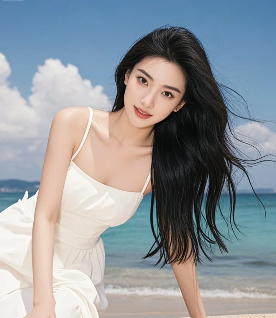 白裙如云，她在海边轻盈起舞
