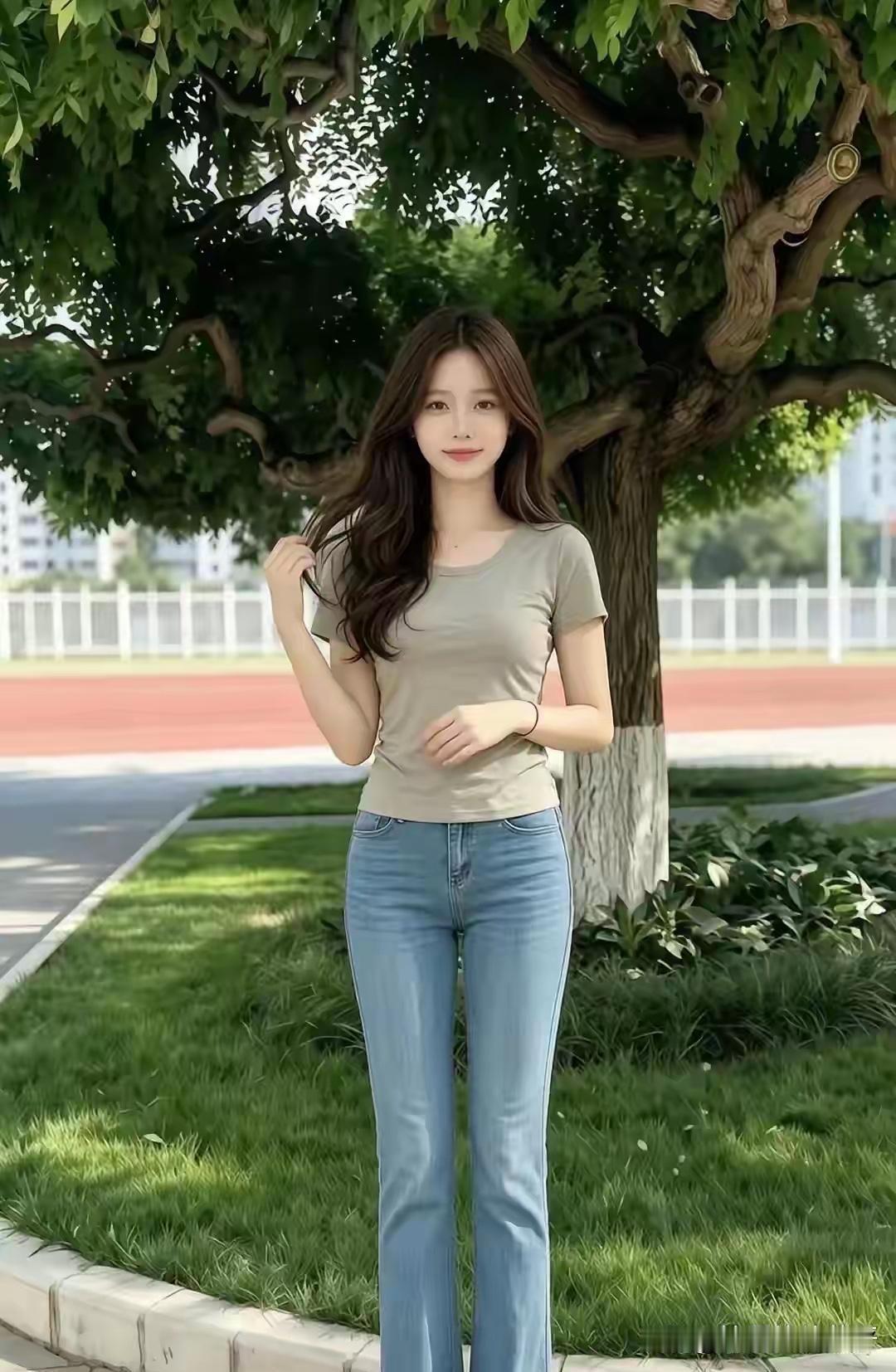 夏日清新穿搭，简约T恤+牛仔裤，元气满满！🌞👗👖