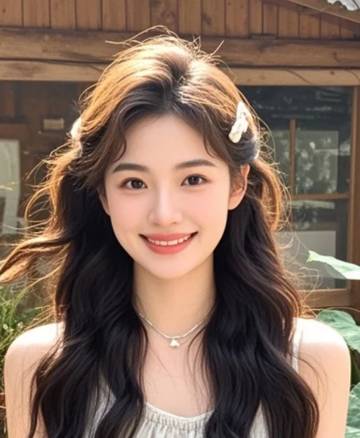 她的笑容比周围的绿植更加生机勃勃，生活就该这样简单美好