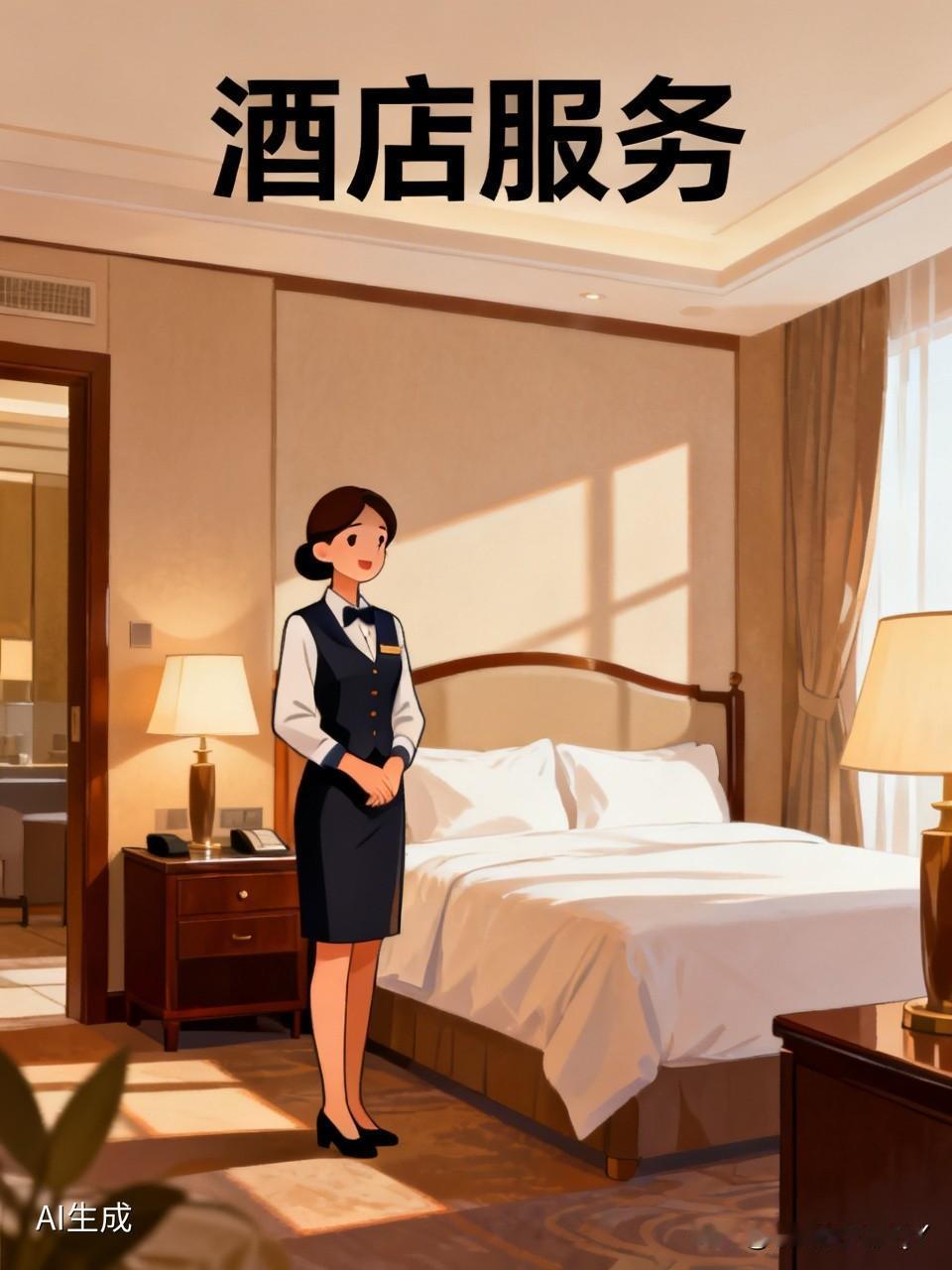 有个男子来到酒店，女服务连忙起身，微笑着说道：“你好先生，很高兴为您服务。”男