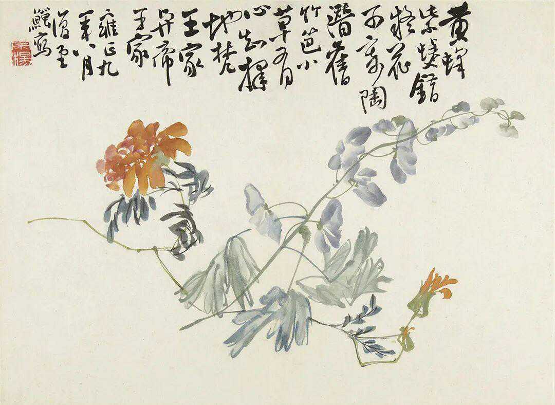 李鱓花鸟图册。李鱓[shàn]（1686年—1756年），字宗扬，号复堂，别号