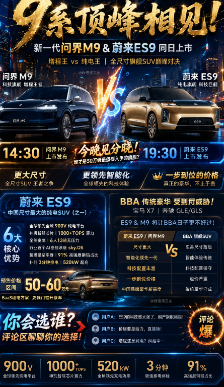 问界M9＋蔚来ES9，同一天把BBA逼到墙角