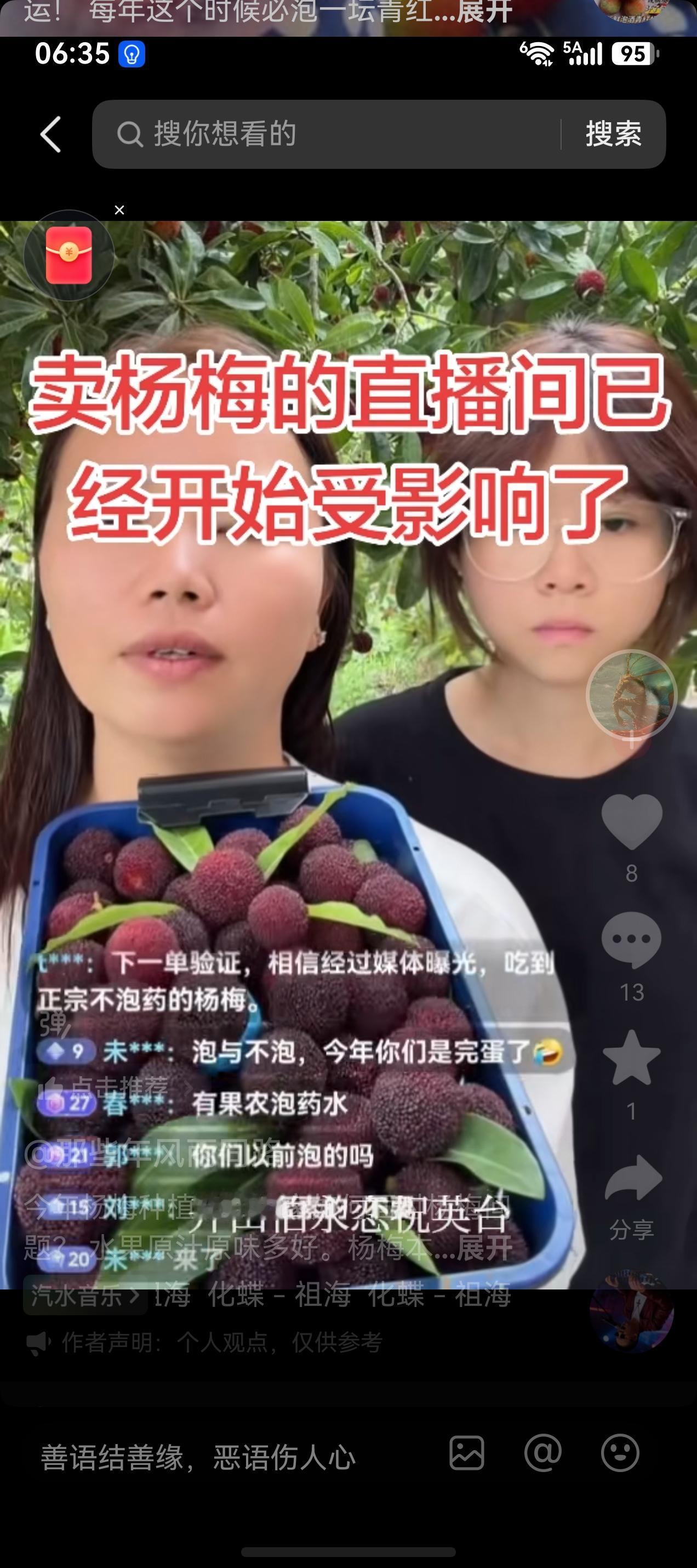 扎心，福建漳州杨梅中间商给杨梅泡药水，添增甜剂的严重后果出现了！有一对果农