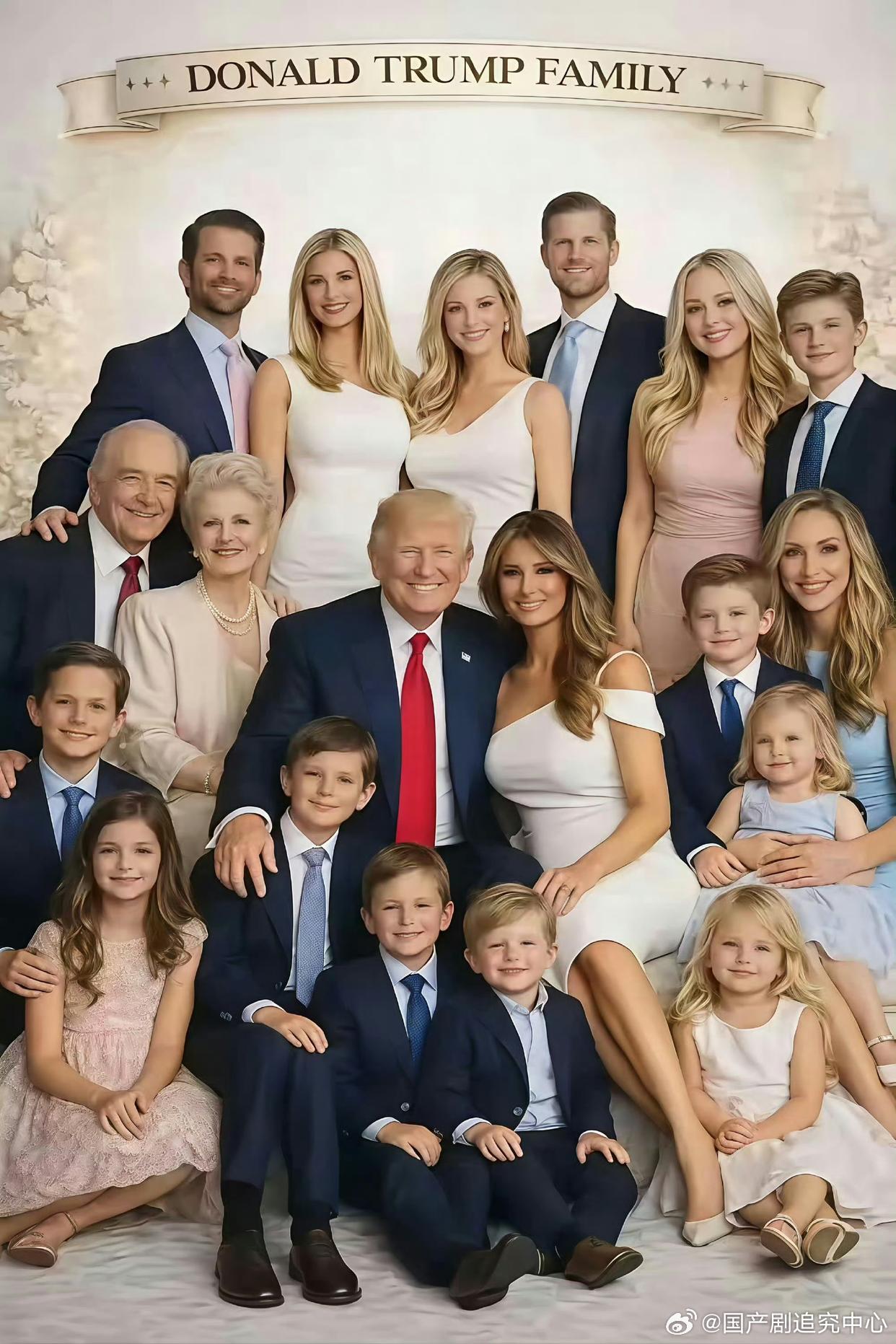 特朗普家族全家福，一家人共用一张脸！