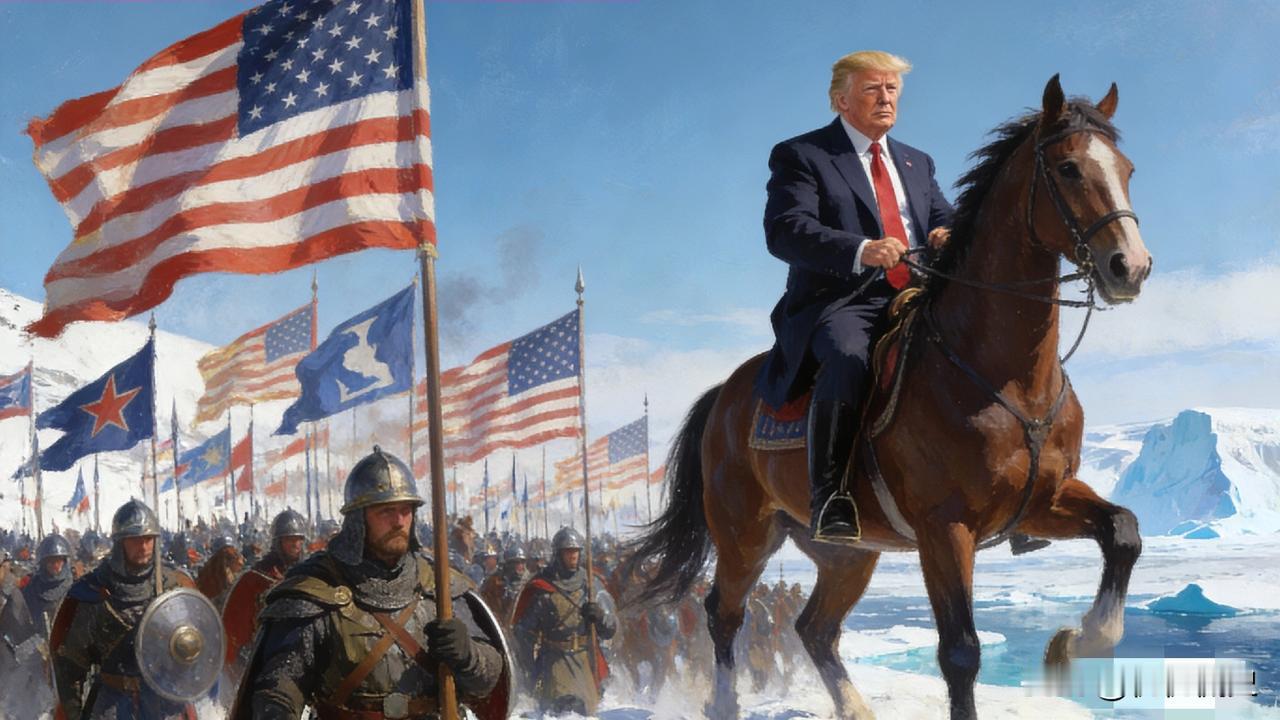一张漫画，直接把外网炸锅了！画风满是复古帝国味儿，特朗普骑高头大马，身后旌旗遮