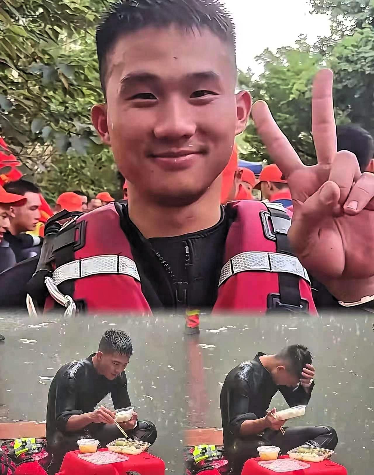 火遍全网、雨中就餐的消防员正面照片来了，他名叫梁焕，今年26岁，入职消防队伍已有