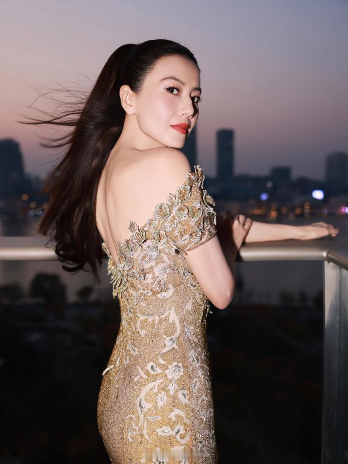 金色深V礼裙超美艳——高圆圆。每日明星美图分享