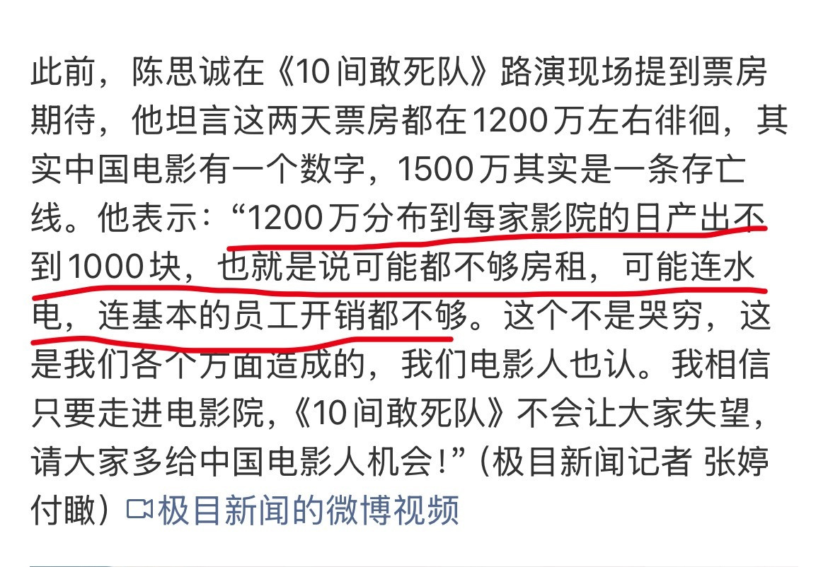 陈思诚说1200万票房不够电影院房租终于出来一个不说什么小成本20倍回报率的电影