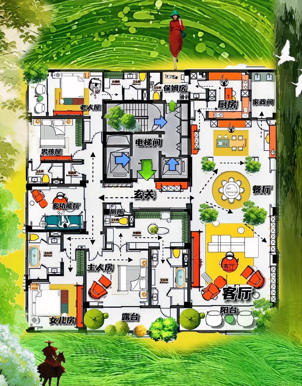 让你高看一眼，平凡大平层，掏心窝子说，560㎡要腾达，横厅能谋事，主卧有魄力，玄