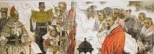 公元845年，唐武宗展开“灭佛运动”，拆毁4600多座寺院，勒令26.5万僧尼还