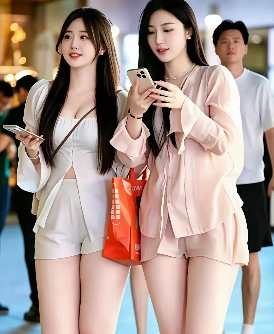 年轻貌美的两位姑娘，亭亭玉立，仙姿佚貌，都相中了你，你会选左边的还是右边的美女做