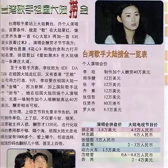 台湾歌手内地捞金一览表：你最喜欢哪一位？
