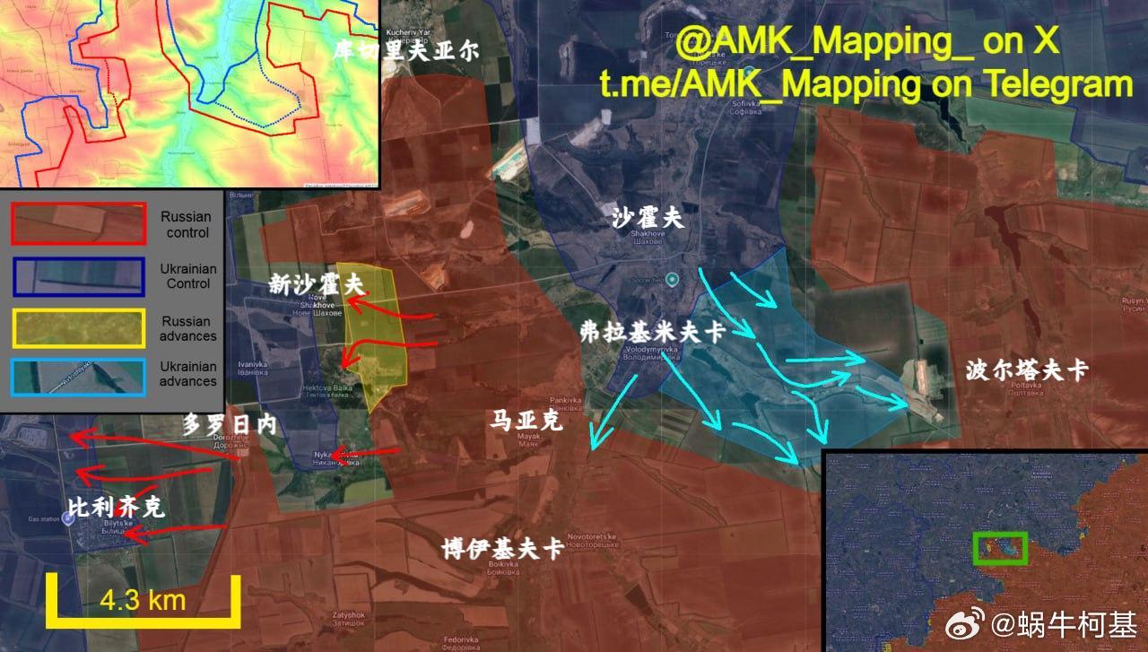 AMK根据地理信息更新多布罗皮利亚和大米哈伊利夫卡情况来源：AMKMappin
