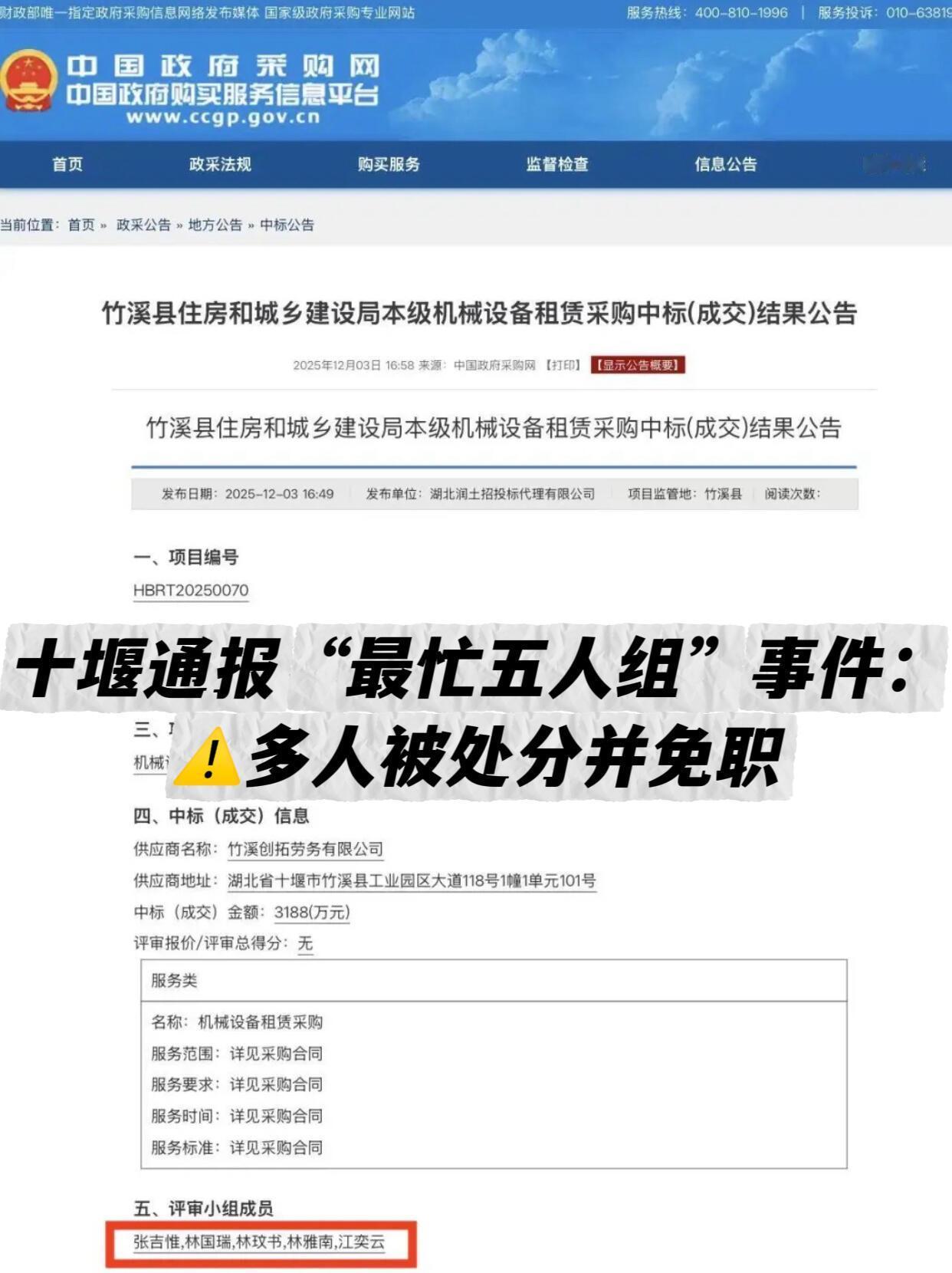 前几天网上火了“全网最忙五人组”的截图，好几个人名频繁出现在各种工程的中标公告里