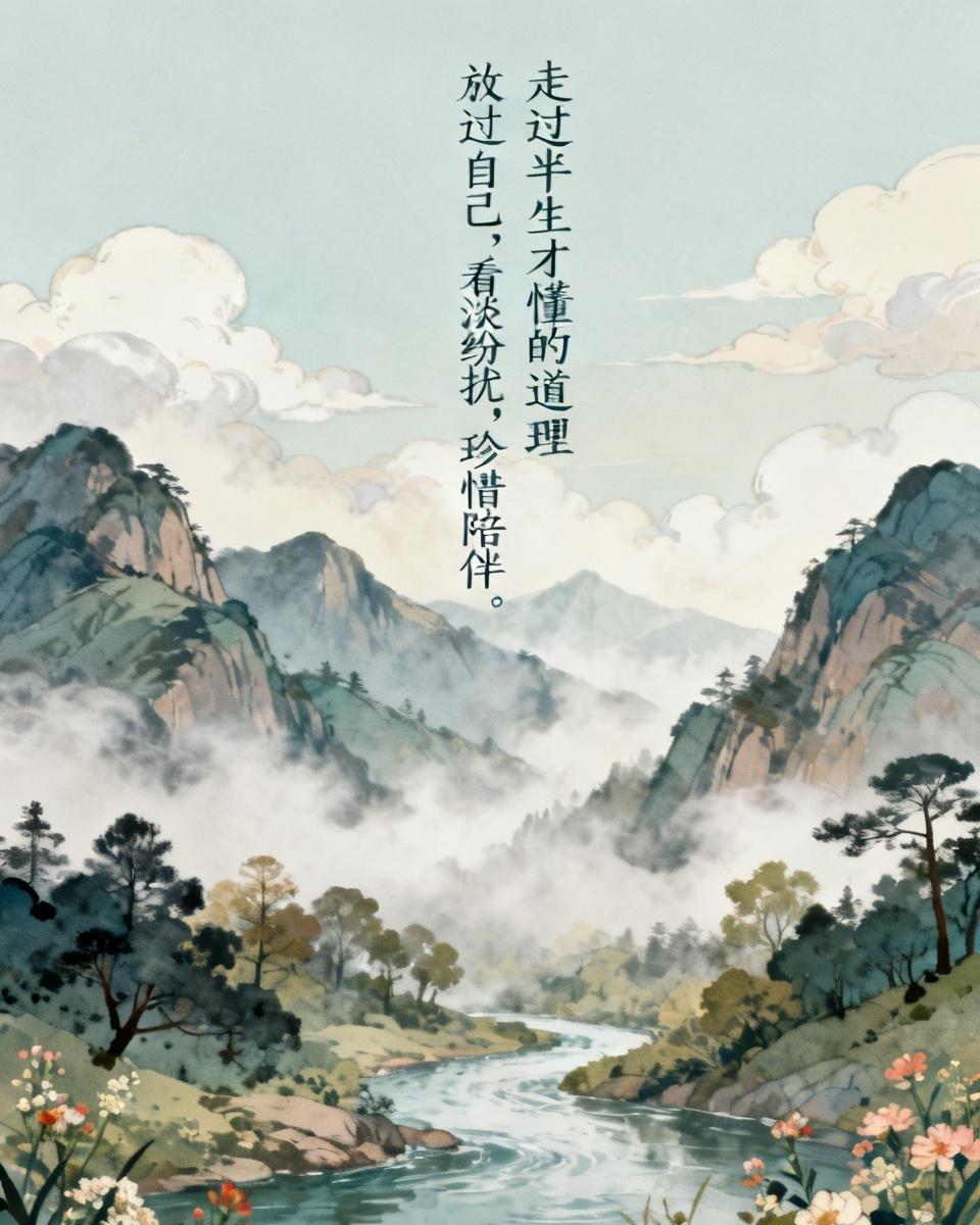 半生风雨走过，渐渐明白做人不必逞强。放过自己，看淡纷扰，珍惜身边陪伴的人。平凡日