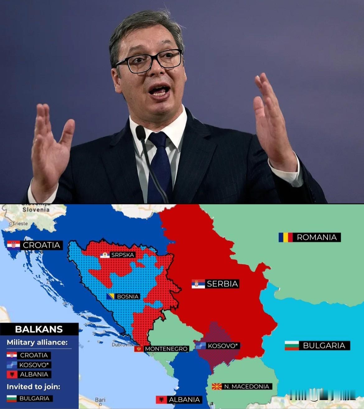 不能让这个好兄弟被欺负！​武契奇这次是真亮刀了。​他公开警告：阿尔巴尼亚、克