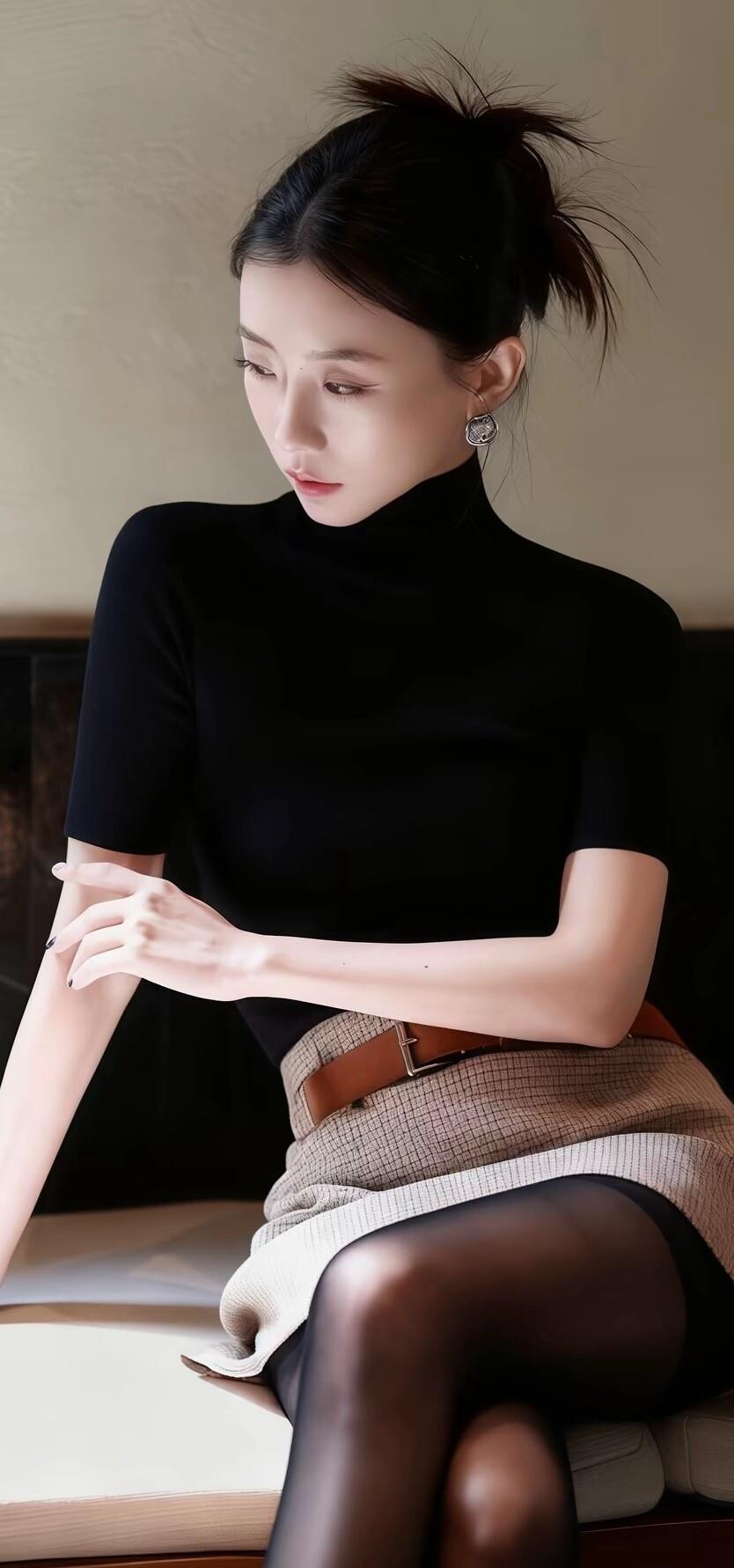 优雅黑衣搭配，简约而不失时尚感