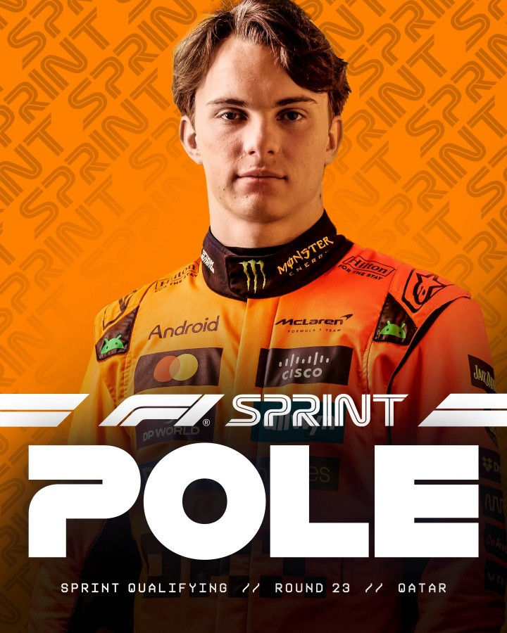 F1卡塔尔站冲刺赛: 皮亚斯特里获杆位! 拉塞尔诺里斯分列第二、三