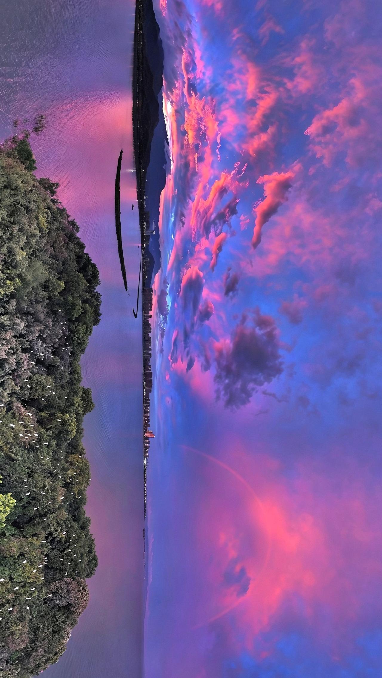 庐山鄱阳湖晚霞彩虹