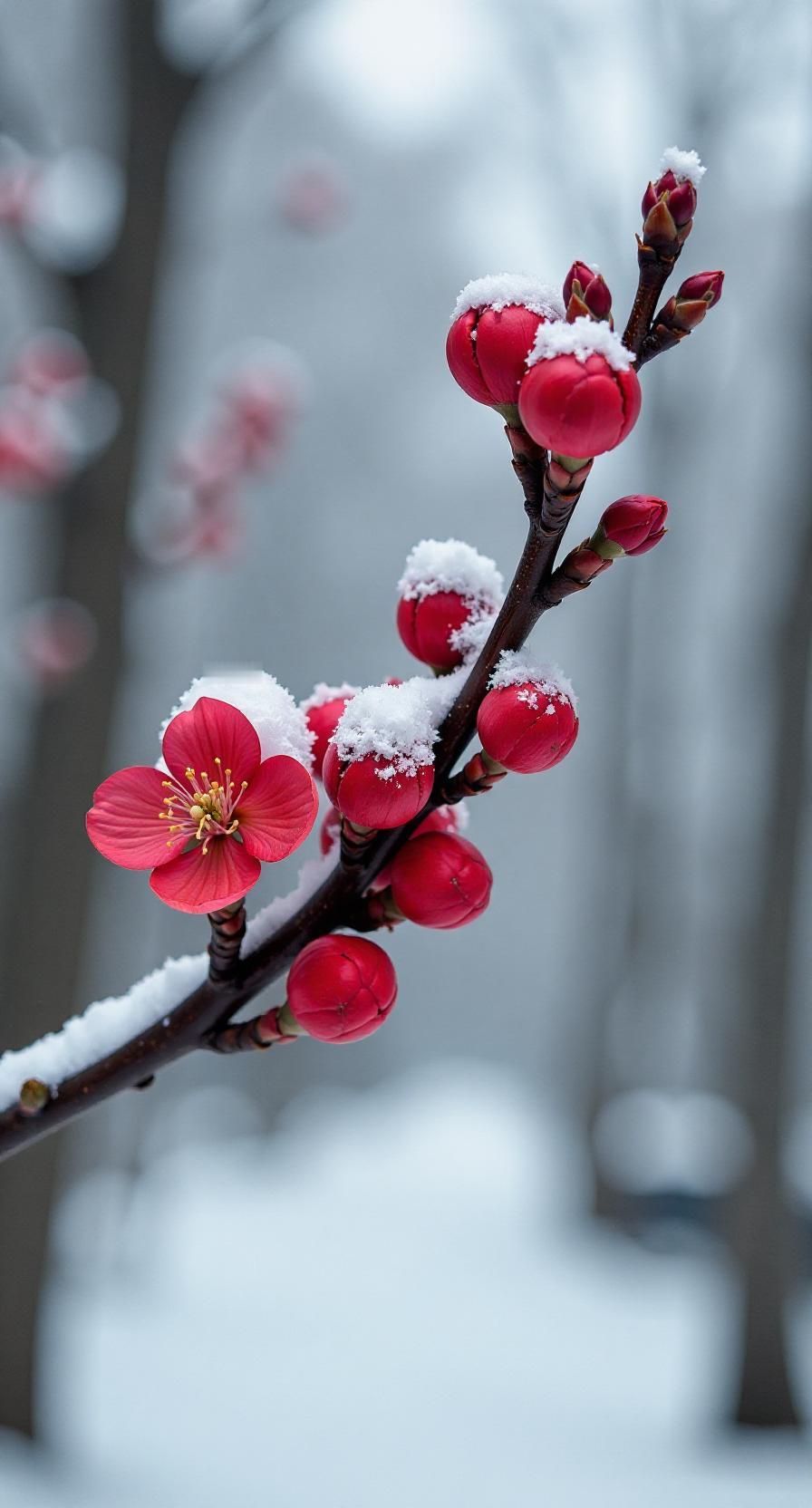 上联：红梅含苞傲冬雪，下联咋接？青松迎霜展岁寒，翠竹挺节傲春风