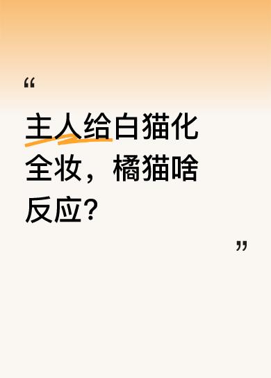 主人给白猫精心化了全妆，一旁的橘猫反应亮了。只见橘猫一脸沉默，甚至不敢睁开眼，仿