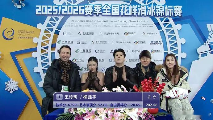 王诗玥柳鑫宇全锦赛夺冠2025/2026赛季全国花样滑冰锦标赛冰舞自由舞比赛，