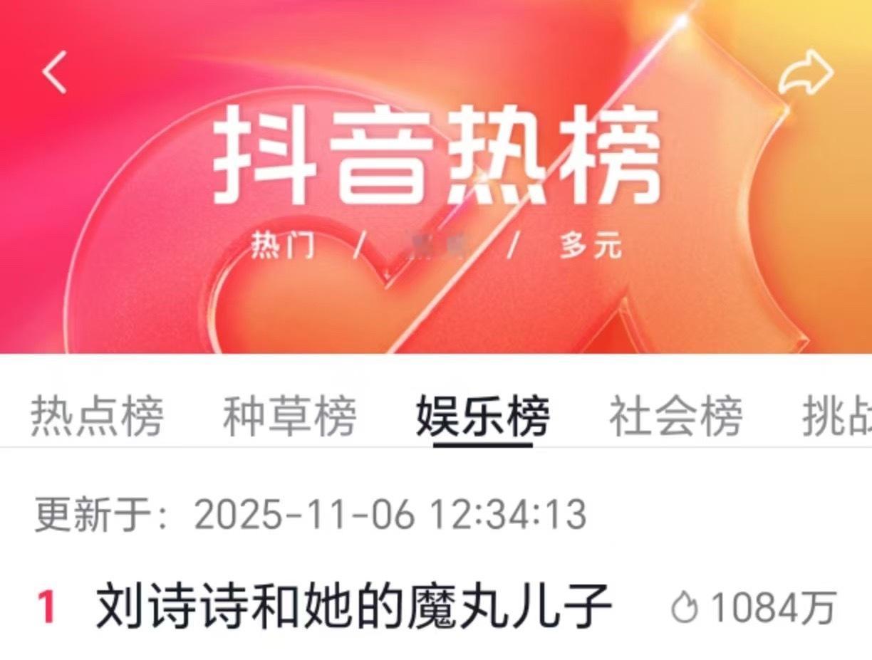 刘诗诗这热度🐮，微博抖双双登顶top1刘诗诗和她的魔丸儿子​​​