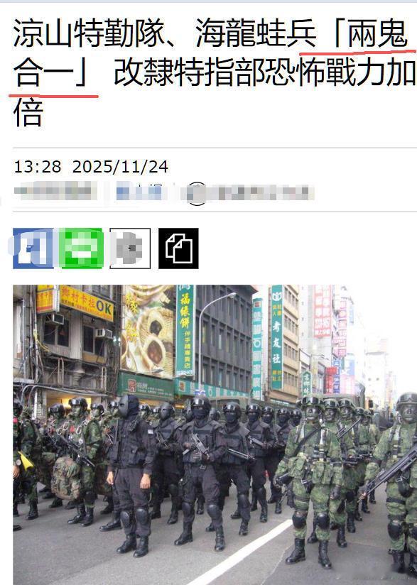 台军：两鬼合一。我寻思“鬼”不是什么好词吧？这还标榜保存了传统文化。台军凉山特遣