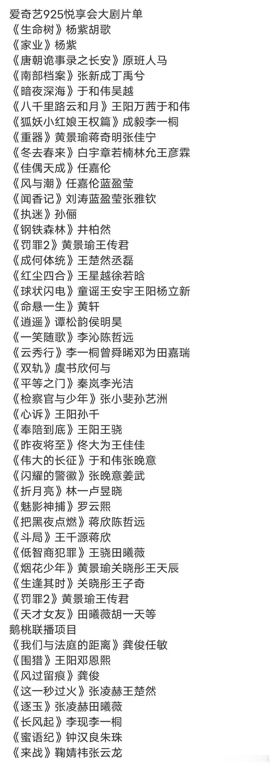 首播会试看的剧有…《南部档案》张新成/丁禹兮《钢铁森林》井柏然、蔡文静，特出秦俊