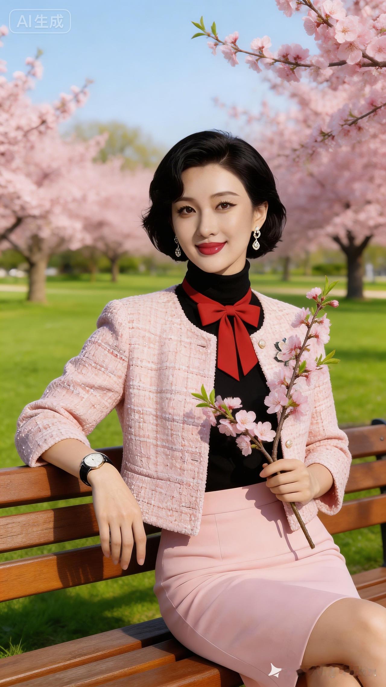 春日穿搭指南：粉色裙装搭配红色蝴蝶结，尽显优雅与甜美！🌸💖