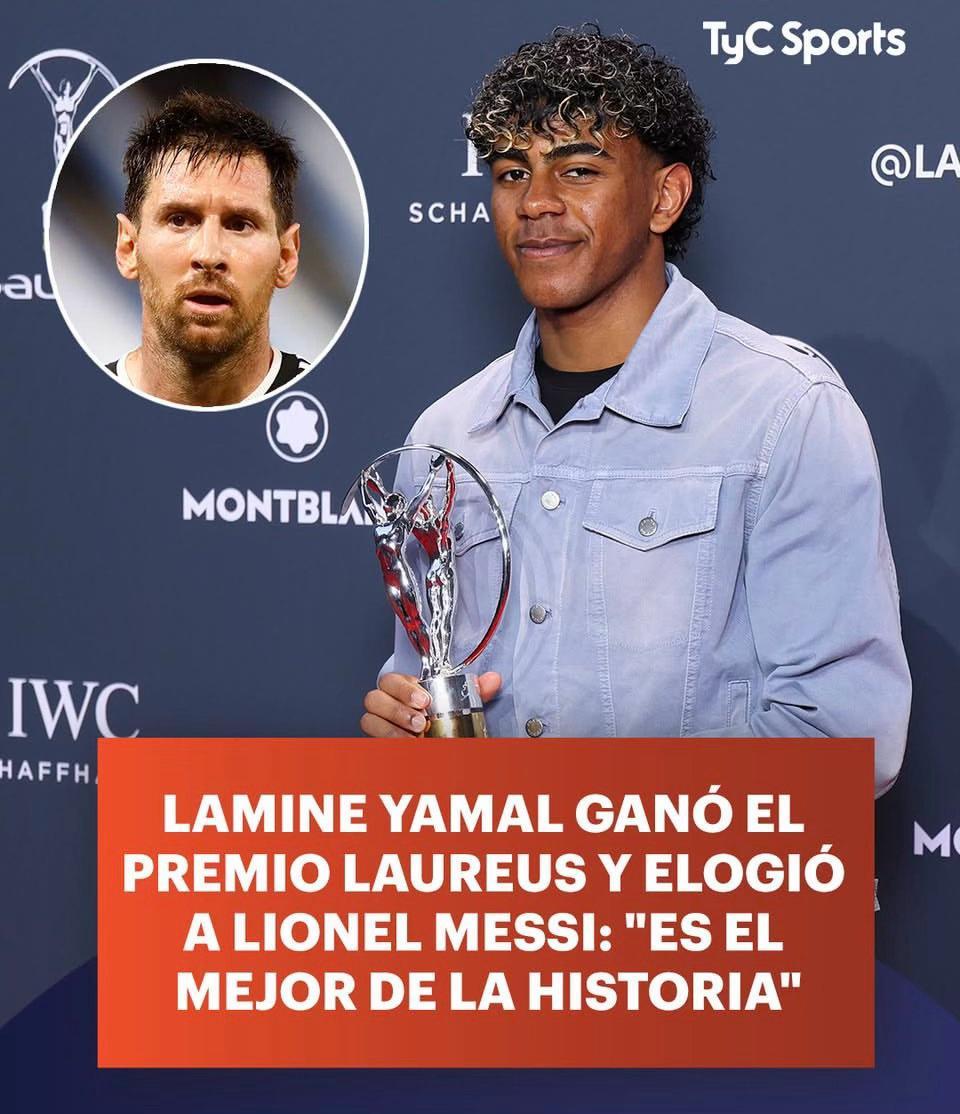 🇪🇸拉明·亚马尔荣获劳伦斯体育奖年度最佳青年运动员🥇在记者会上他被问到梅西