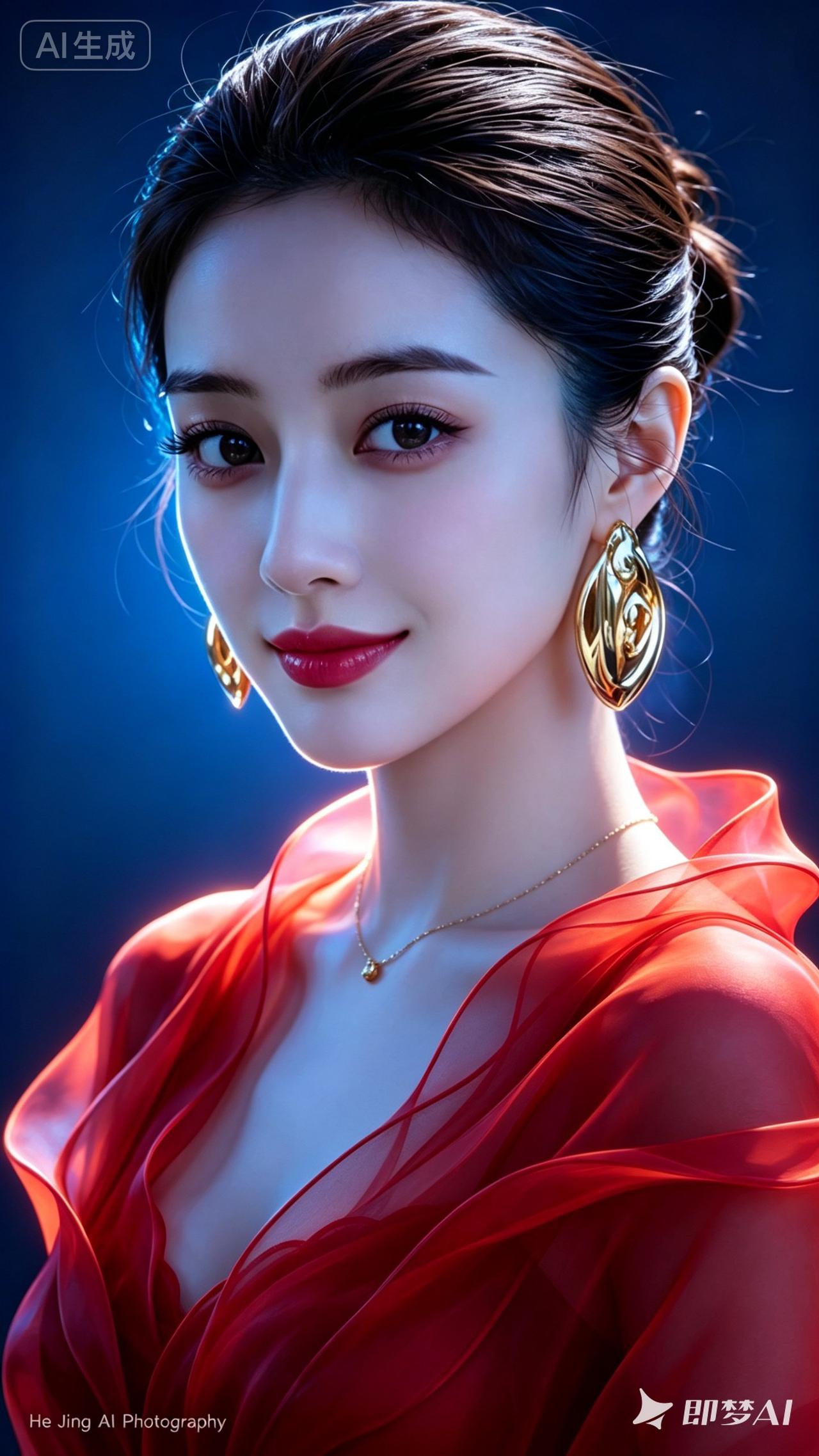 这是一位漂亮的红衣美女。