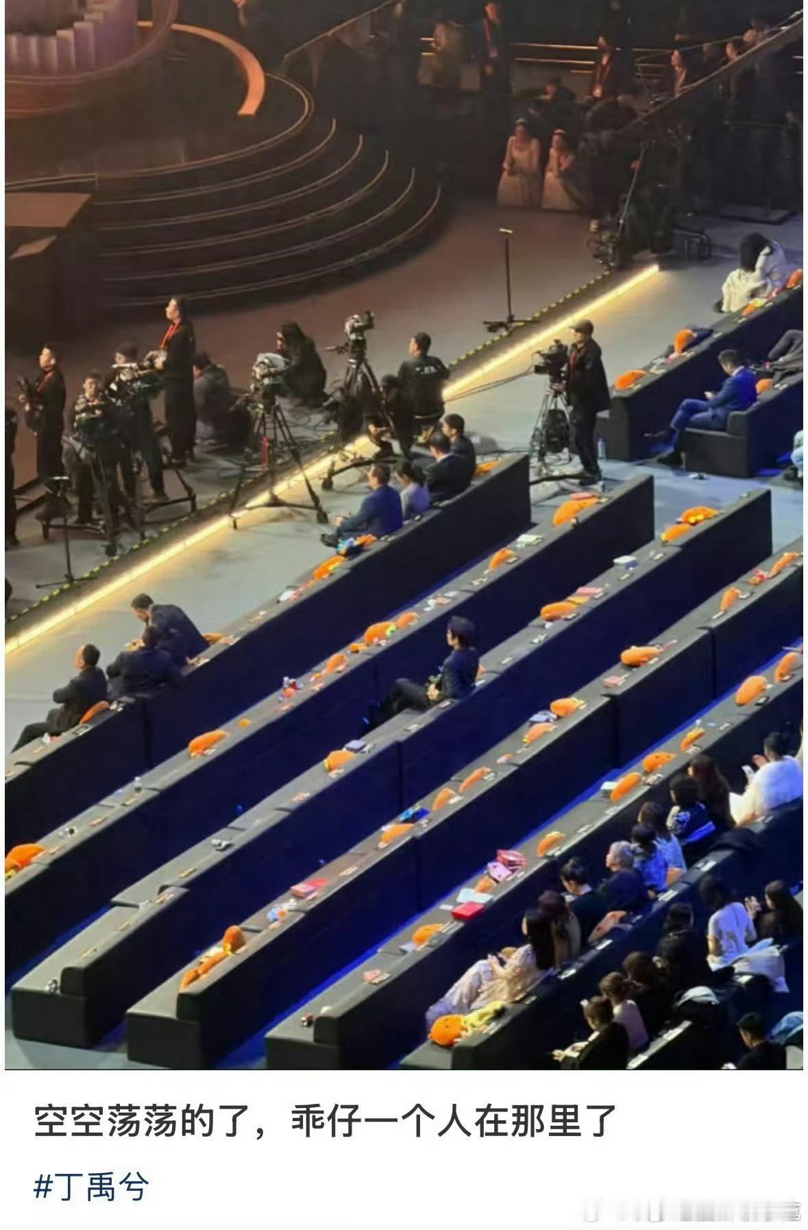 首页为什么冻住了，因为微博之夜内场中间前几排就剩丁禹兮了