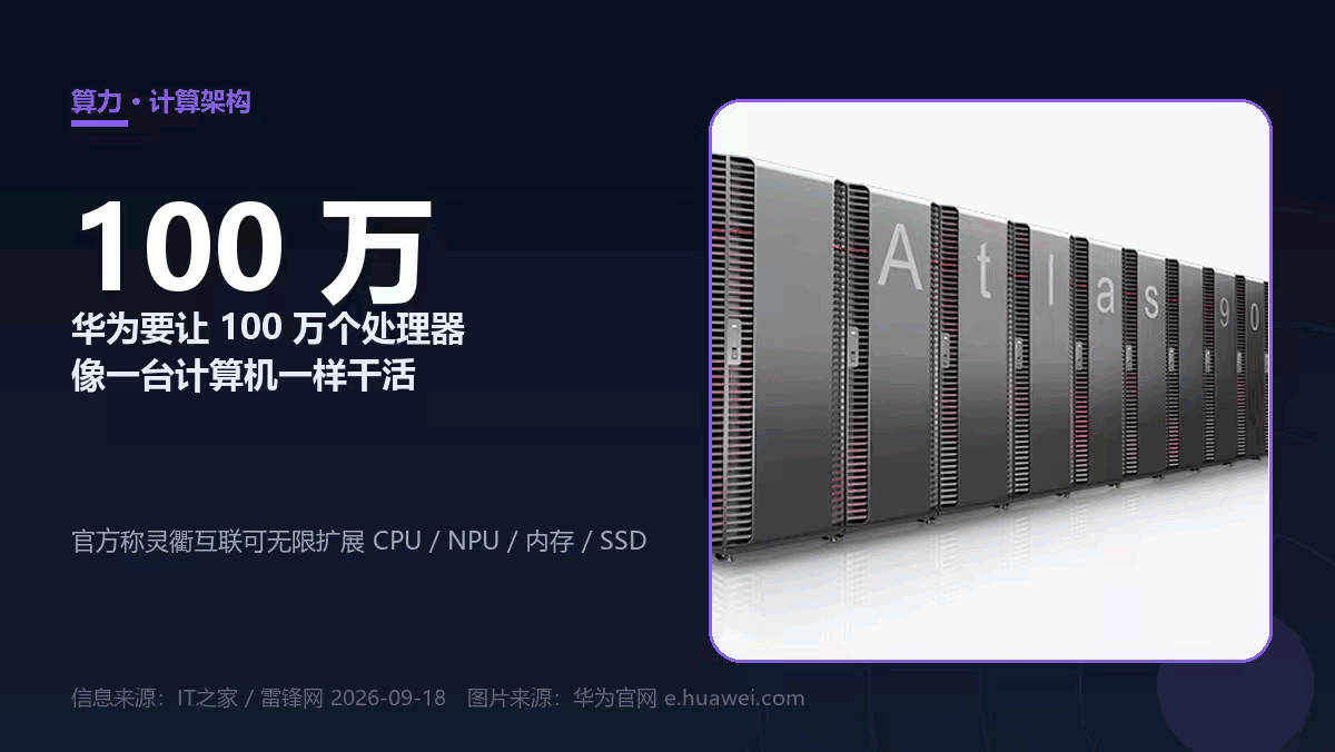 华为想让100万个处理器，像一台计算机一样干活。9月17日，上海，Peerium