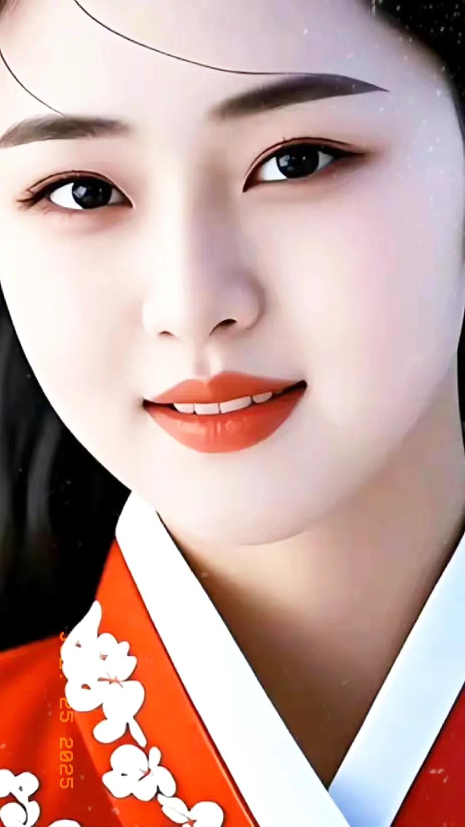 “穿越时空的微笑，红衣美人如画”🌸👗💄