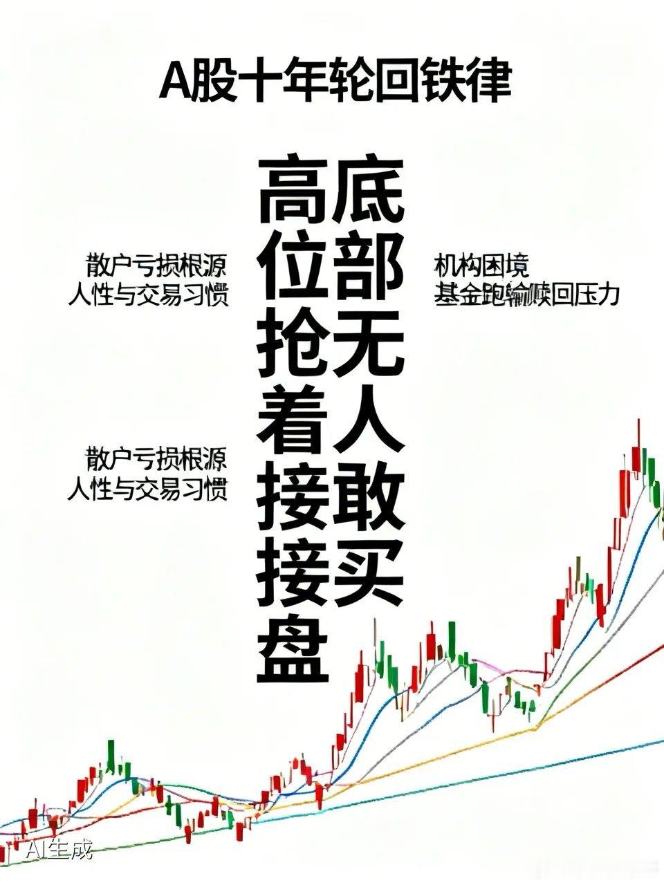 绝大多数人炒股亏损严重，根源在于人性。A股有个十年轮回铁律，底部无人敢买，高位抢