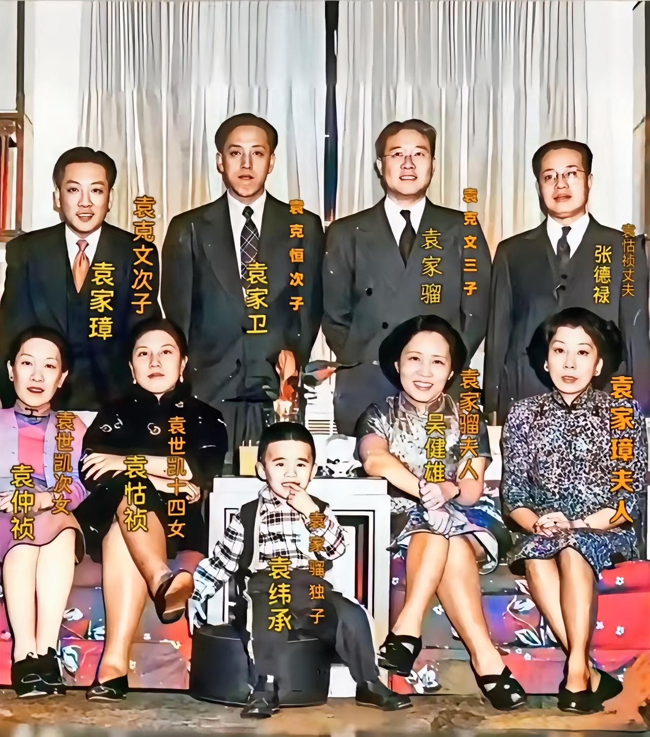 1949年，袁世凯后人在美国相聚时留下的一张合影，彼时，距离袁世凯1916年去世