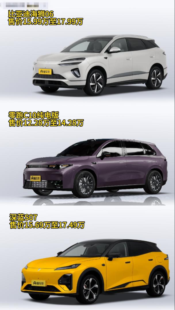 看纯电中型SUV，预算在12-15万的朋友，下面这几款车型都可看，均为可家用、主