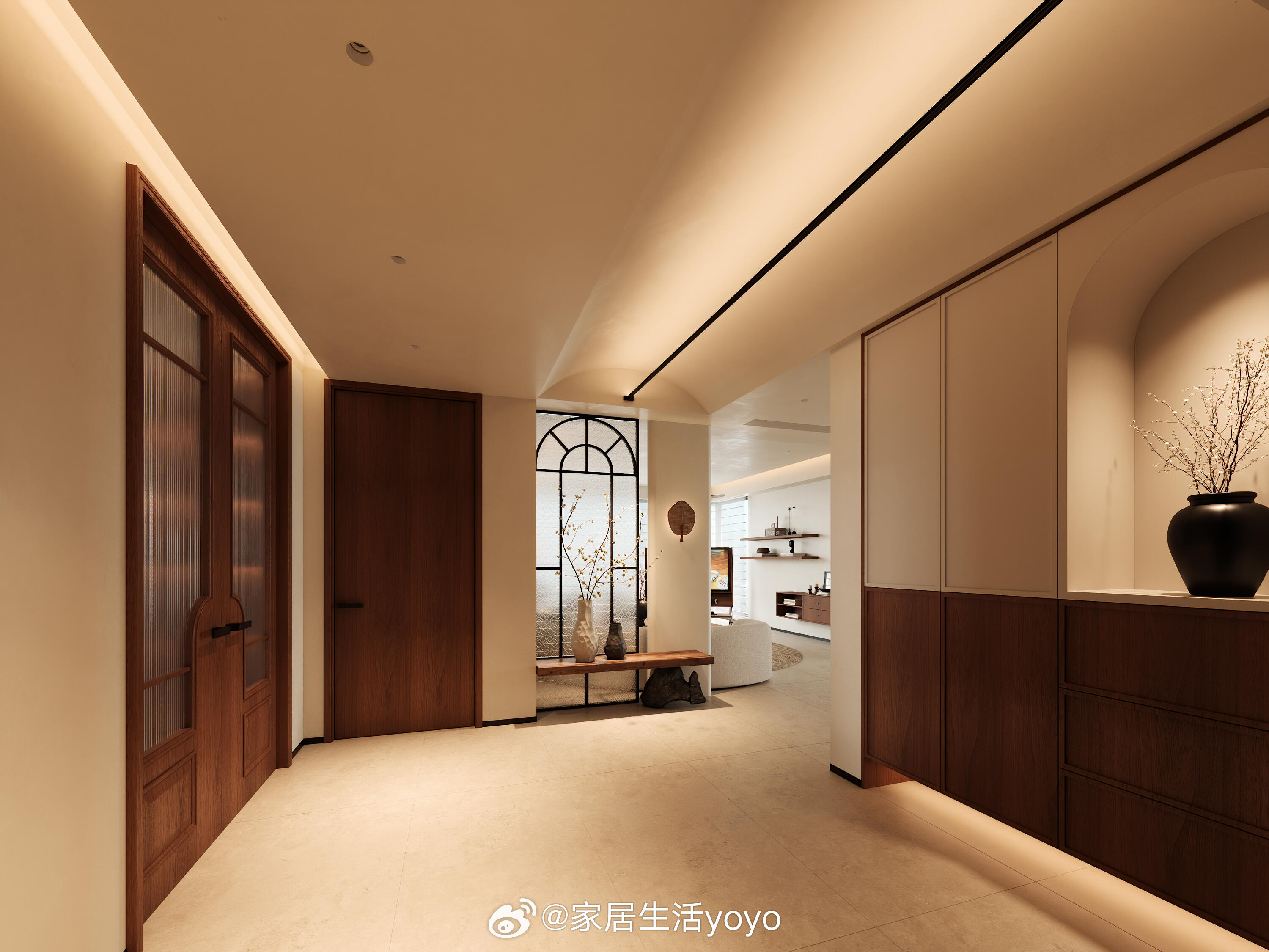🎨中古风与侘寂风碰撞的客厅餐厅，简直绝了！​​​