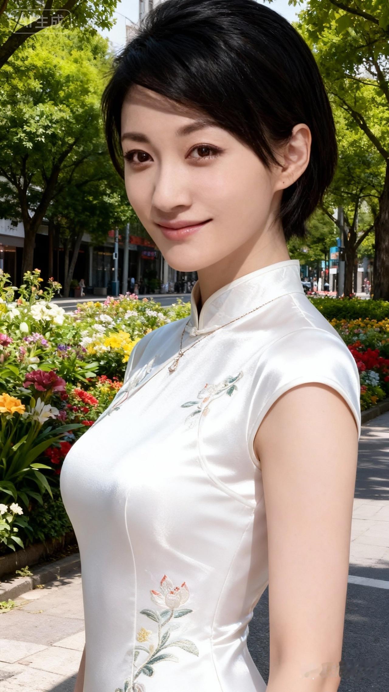 优雅白裙，花海中的美丽瞬间