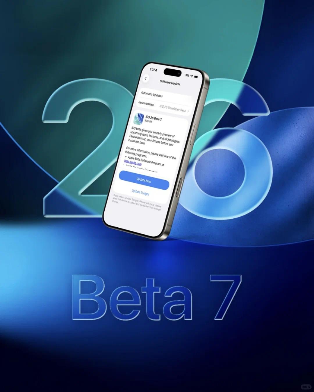 感觉iOS26beta7的动画比beta6的更加流畅自然了，不错，更新了bet