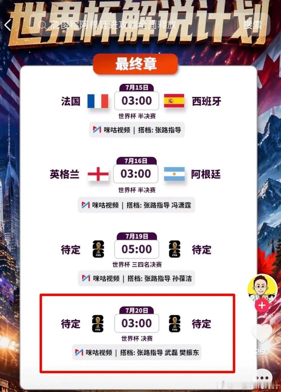 小胖要去解说世界杯决赛了，他喜欢哪个球员啊
